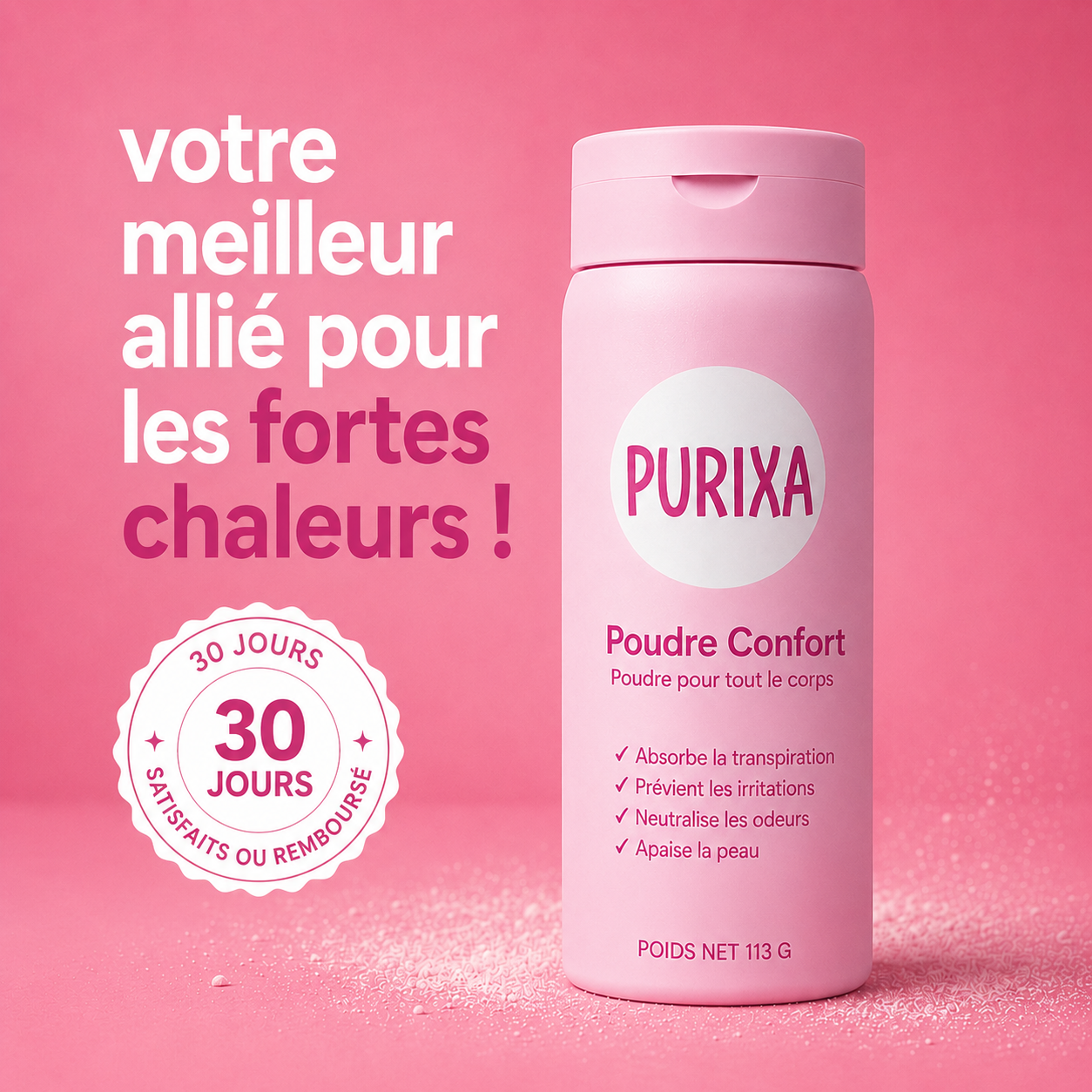 Poudre Confort Sans Talc Purixa - Anti-Frottement & Anti-Transpiration