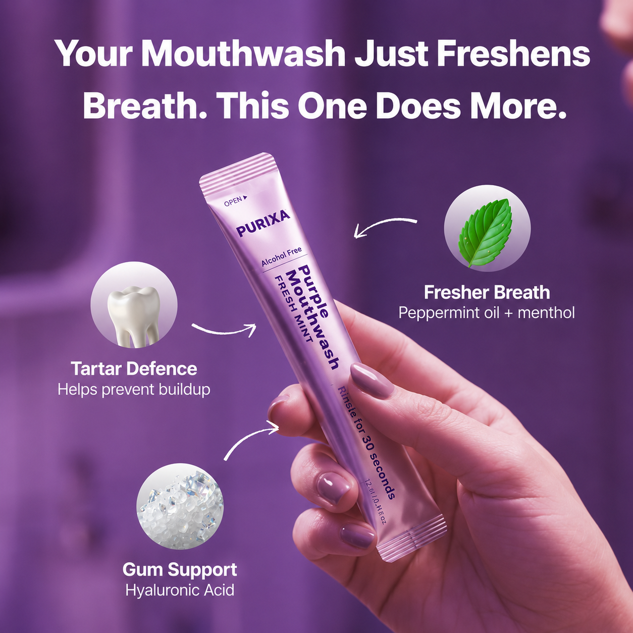 Purple Brightening Mouthwash — 30-Second Smile Refresh